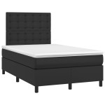 vidaXL Pat cu arcuri, saltea și LED, negru, 120x200cm, piele ecologică