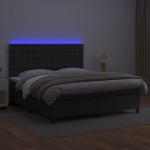 vidaXL Pat cu arcuri, saltea și LED, negru, 160x200cm, piele ecologică vidaXL Pat cu arcuri, saltea și LED, negru, 160x200cm, piele ecologică