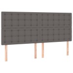 vidaXL Pat cu arcuri, saltea și LED, gri, 180x200 cm, piele ecologică