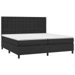 vidaXL Pat cu arcuri, saltea și LED, negru, 200x200cm, piele ecologică