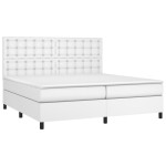 vidaXL Pat cu arcuri, saltea și LED, alb, 200x200 cm, piele ecologică vidaXL Pat cu arcuri, saltea și LED, alb, 200x200 cm, piele ecologică