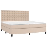 vidaXL Pat cu arcuri, cu saltea și LED cappuccino 200x200 cm piele eco vidaXL Pat cu arcuri, cu saltea și LED cappuccino 200x200 cm piele eco