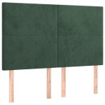 vidaXL Pat cu arcuri, saltea și LED, verde închis, 140x190 cm, catifea