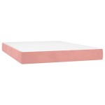 vidaXL Pat cu arcuri, cu saltea și LED, roz, 140x190 cm catifea