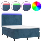 vidaXL Pat cu arcuri, saltea și LED, gri închis, 140x200 cm, catifea vidaXL Pat cu arcuri, saltea și LED, gri închis, 140x200 cm, catifea