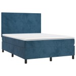 vidaXL Pat cu arcuri, saltea și LED, gri închis, 140x200 cm, catifea vidaXL Pat cu arcuri, saltea și LED, gri închis, 140x200 cm, catifea