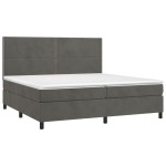 vidaXL Pat cu arcuri, saltea și LED, gri închis, 200x200 cm, catifea
