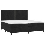 vidaXL Pat cu arcuri, saltea și LED, negru, 200x200 cm, catifea