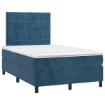 vidaXL Pat cu arcuri, saltea și LED, albastru, 120x200 cm, catifea vidaXL Pat cu arcuri, saltea și LED, albastru, 120x200 cm, catifea