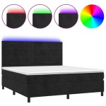 vidaXL Pat cu arcuri, saltea și LED, negru, 160x200 cm, catifea vidaXL Pat cu arcuri, saltea și LED, negru, 160x200 cm, catifea