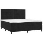 vidaXL Pat cu arcuri, saltea și LED, negru, 160x200 cm, catifea vidaXL Pat cu arcuri, saltea și LED, negru, 160x200 cm, catifea