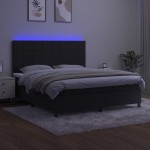 vidaXL Pat cu arcuri, saltea și LED, negru, 180x200 cm, catifea vidaXL Pat cu arcuri, saltea și LED, negru, 180x200 cm, catifea
