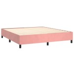 vidaXL Pat cu arcuri, saltea & LED, roz, 180x200 cm, catifea
