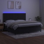 vidaXL Pat cu arcuri, saltea și LED, negru, 200x200 cm, catifea