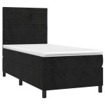vidaXL Pat cu arcuri, saltea și LED, negru, 90x190 cm, catifea vidaXL Pat cu arcuri, saltea și LED, negru, 90x190 cm, catifea