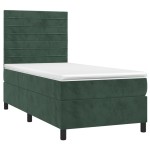 vidaXL Pat cu arcuri, saltea și LED, verde, 90x200 cm, catifea vidaXL Pat cu arcuri, saltea și LED, verde, 90x200 cm, catifea