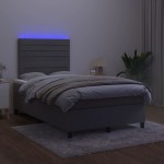 vidaXL Pat cu arcuri, saltea și LED, gri închis, 120x200 cm, catifea
