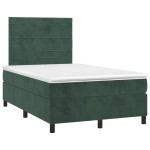 vidaXL Pat cu arcuri, saltea și LED, verde închis, 120x200 cm, catifea vidaXL Pat cu arcuri, saltea și LED, verde închis, 120x200 cm, catifea