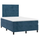 vidaXL Pat cu arcuri, saltea și LED, albastru, 120x200 cm, catifea vidaXL Pat cu arcuri, saltea și LED, albastru, 120x200 cm, catifea