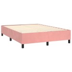 vidaXL Pat cu arcuri, cu saltea și LED, roz, 140x190 cm catifea