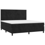 vidaXL Pat cu arcuri, saltea și LED, negru, 160x200 cm, catifea vidaXL Pat cu arcuri, saltea și LED, negru, 160x200 cm, catifea