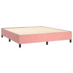 vidaXL Pat cu arcuri, saltea & LED, roz, 180x200 cm, catifea
