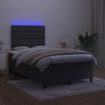 vidaXL Pat cu arcuri, saltea și LED, negru, 120x200 cm, catifea