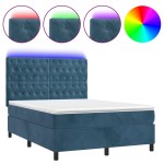 vidaXL Pat cu arcuri, saltea și LED, gri închis, 140x200 cm, catifea vidaXL Pat cu arcuri, saltea și LED, gri închis, 140x200 cm, catifea