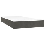vidaXL Pat cu arcuri, saltea și LED, gri închis, 90x190 cm, catifea