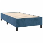 vidaXL Pat cu arcuri, saltea și LED, bleumarin, 90x190 cm, catifea