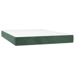 vidaXL Pat cu arcuri, saltea și LED, verde închis, 140x190 cm, catifea vidaXL Pat cu arcuri, saltea și LED, verde închis, 140x190 cm, catifea
