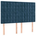 vidaXL Pat cu arcuri, saltea și LED, bleumarin, 140x190 cm, catifea