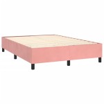vidaXL Pat cu arcuri, cu saltea și LED, roz, 140x190 cm catifea