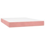 vidaXL Pat cu arcuri, cu saltea și LED, roz, 140x190 cm catifea