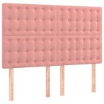 vidaXL Pat cu arcuri, cu saltea și LED, roz, 140x190 cm catifea