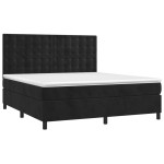 vidaXL Pat cu arcuri, saltea și LED, negru, 180x200 cm, catifea vidaXL Pat cu arcuri, saltea și LED, negru, 180x200 cm, catifea