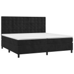 vidaXL Pat cu arcuri, saltea și LED, negru, 200x200 cm, catifea