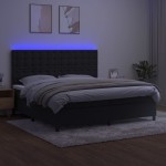 vidaXL Pat cu arcuri, saltea și LED, negru, 200x200 cm, catifea