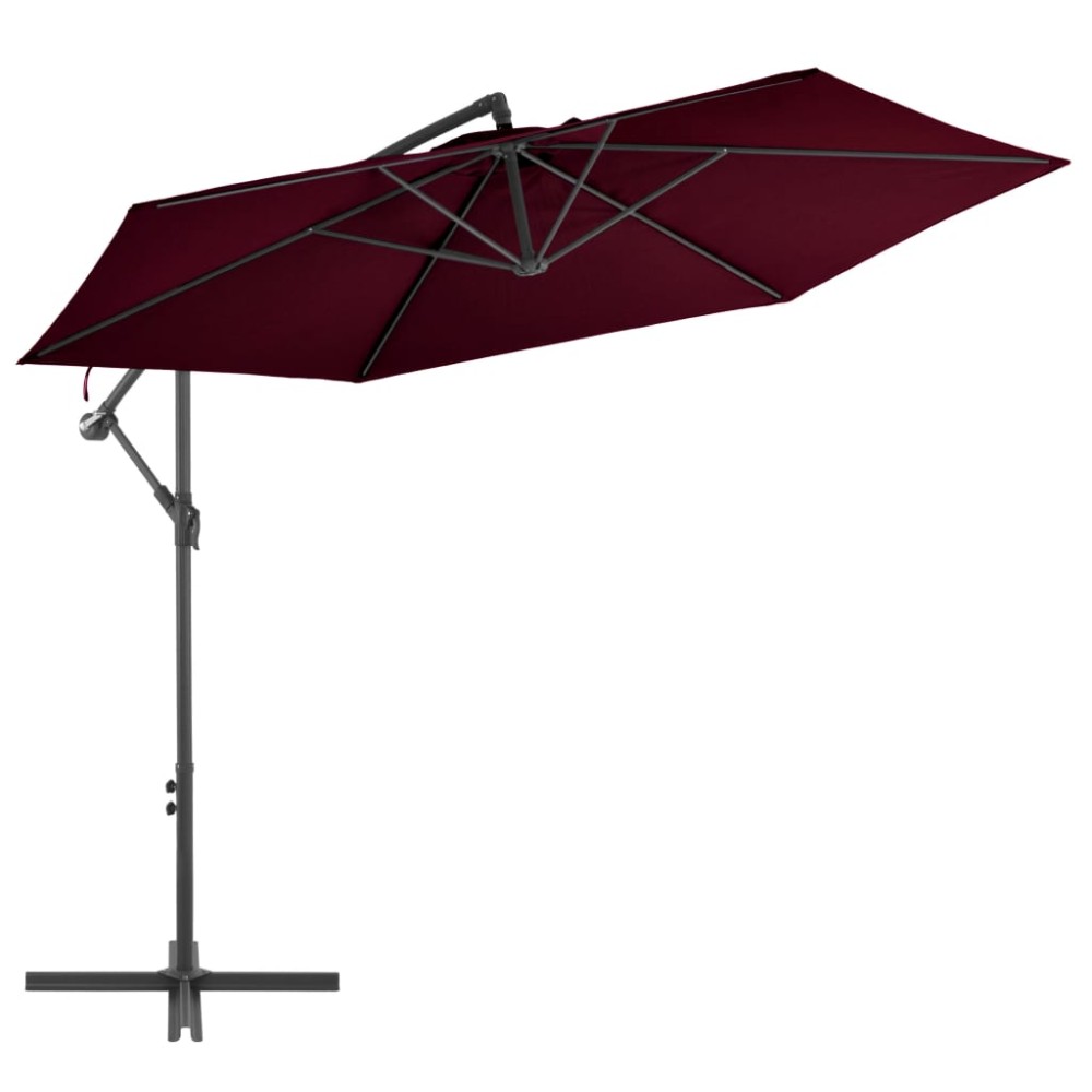 vidaXL Umbrelă în consolă cu stâlp din aluminiu, roșu bordo, 300 cm