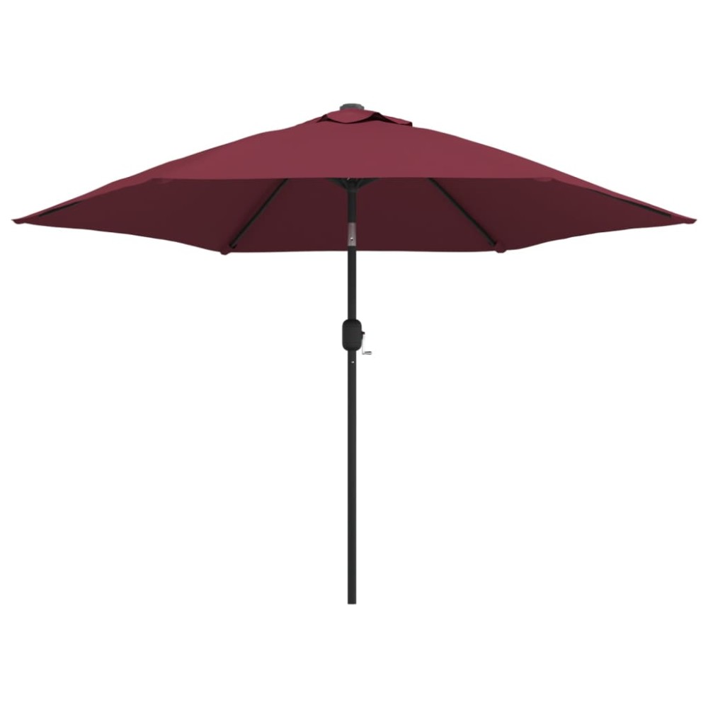 vidaXL Umbrelă de soare cu LED-uri și stâlp oțel, roșu bordo, 300 cm