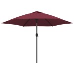 vidaXL Umbrelă de soare cu LED-uri și stâlp oțel, roșu bordo, 300 cm vidaXL Umbrelă de soare cu LED-uri și stâlp oțel, roșu bordo, 300 cm