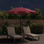 vidaXL Umbrelă de soare cu LED-uri și stâlp oțel, roșu bordo, 300 cm vidaXL Umbrelă de soare cu LED-uri și stâlp oțel, roșu bordo, 300 cm