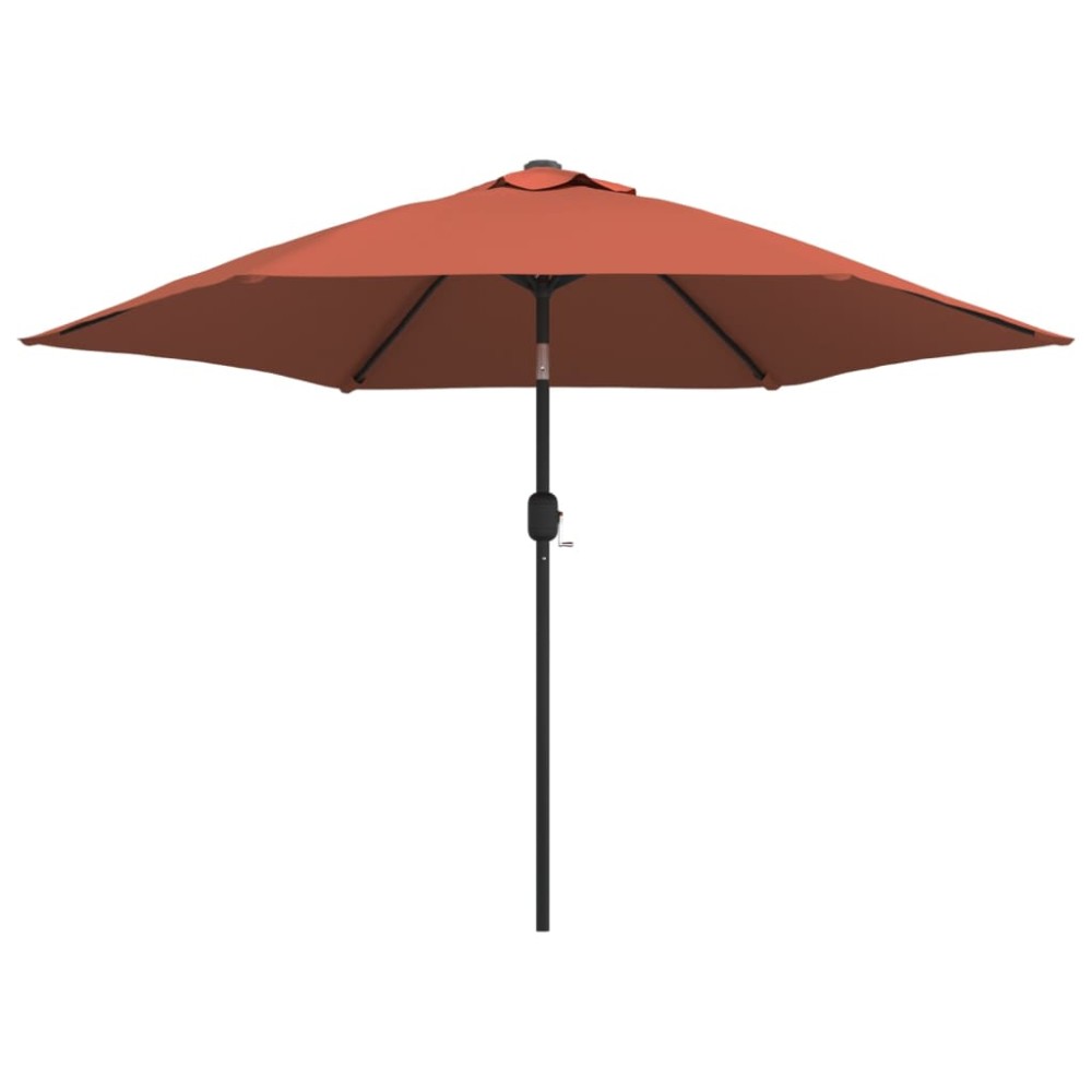 vidaXL Umbrelă de soare cu LED-uri și stâlp oțel, cărămiziu, 300 cm