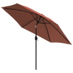 vidaXL Umbrelă de soare cu LED-uri și stâlp oțel, cărămiziu, 300 cm