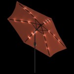 vidaXL Umbrelă de soare cu LED-uri și stâlp oțel, cărămiziu, 300 cm