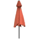 vidaXL Umbrelă de soare cu LED-uri și stâlp oțel, cărămiziu, 300 cm