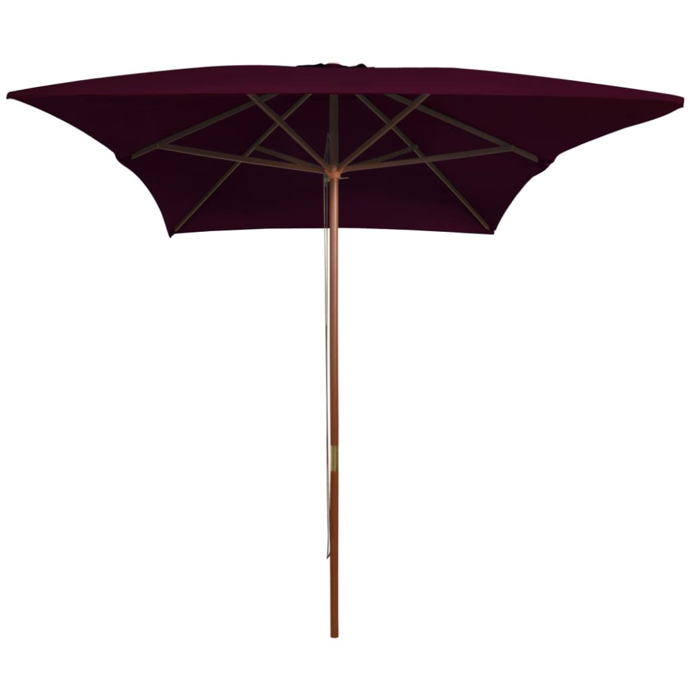 vidaXL Umbrelă de soare de grădină, stâlp lemn, roșu bordo, 200x300 cm
