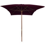 vidaXL Umbrelă de soare de grădină, stâlp lemn, roșu bordo, 200x300 cm