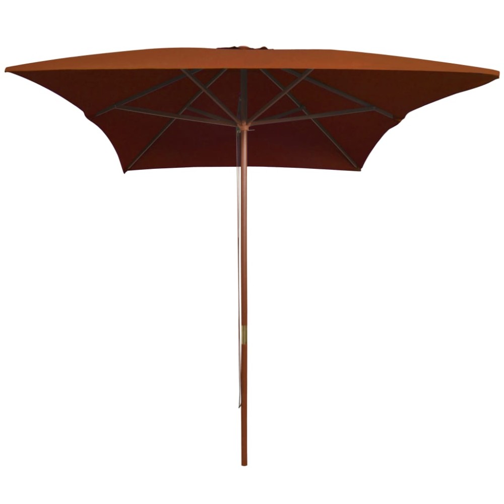 vidaXL Umbrelă de soare cu stâlp din lemn, cărămiziu, 200x300 cm