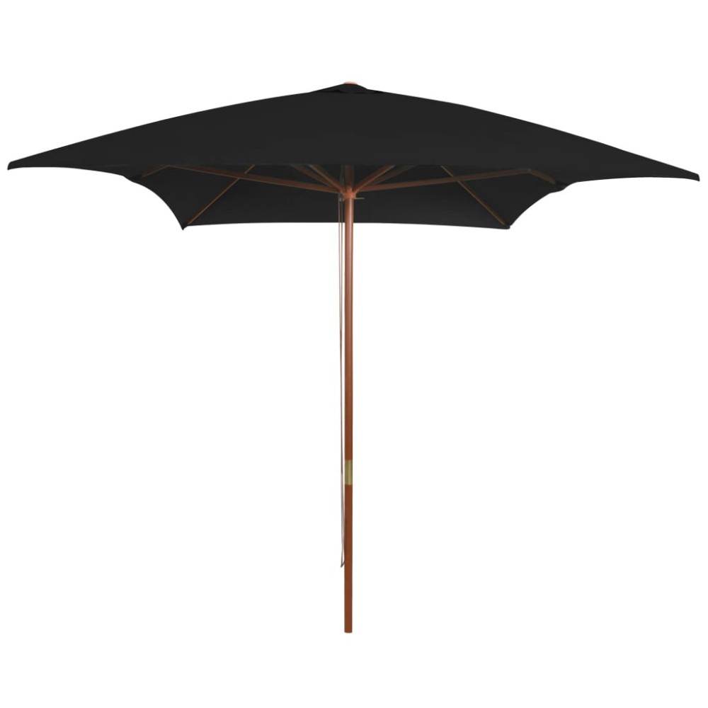 vidaXL Umbrelă de soare cu stâlp din lemn, negru, 200x300 cm